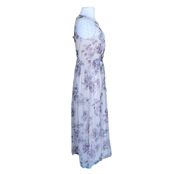 Candalite Dusty Pink Floral Mesh High Neck Maxi Dress Women's Size S - Picture 3 of 11